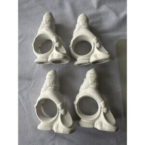 Set of Four Unpainted Santa Christmas Napkin Rings